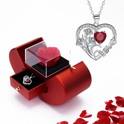 Luxury Zircon Pendant Necklace with Apple Gift Box Fashion Jewelry for Women Girlfriend Mother 2025 New Romantic Birthday Gifts
