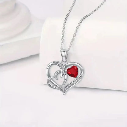 Luxury Zircon Pendant Necklace with Apple Gift Box Fashion Jewelry for Women Girlfriend Mother 2025 New Romantic Birthday Gifts